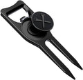 Blue Tees Golf 6-in-1 Premium Divot Tool & Ball Marker - Bottle Opener - Club Tee - Groove Cleaner - Putting Alignment - Designed to Be the Ultimate Tool for the Green - Black