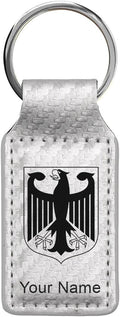 LaserGram Rectangle Keychain, Coat of Arms Germany, Personalized Engraving Included (Carbon Fiber Silver)