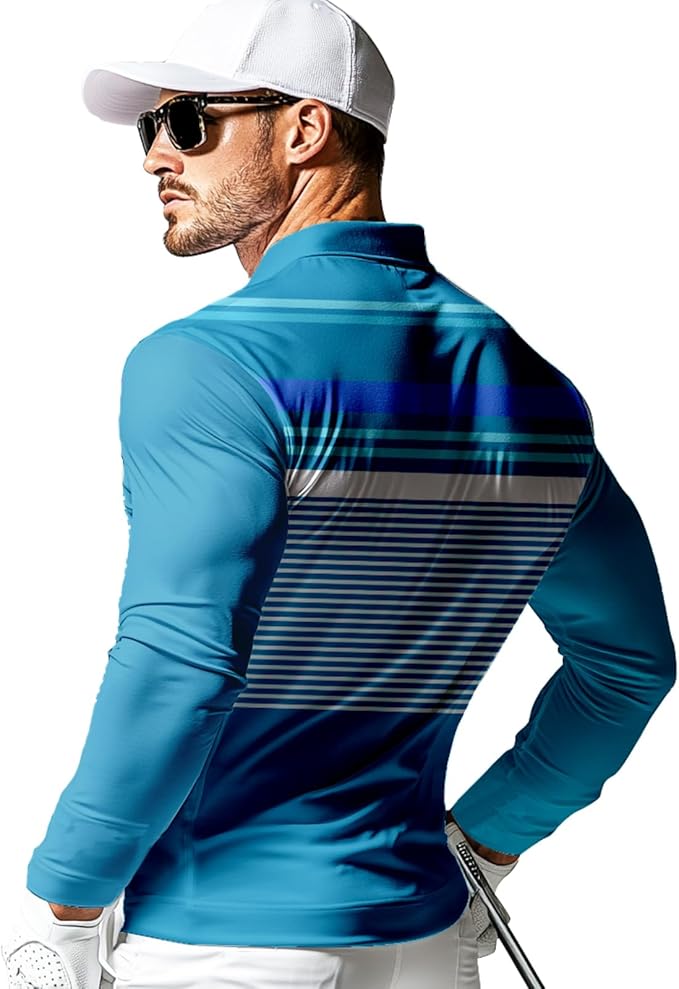 Men's Long Sleeve Golf Shirt Quick Dry 3 Button Work Fishing Outdoor Casual Collar Shirt