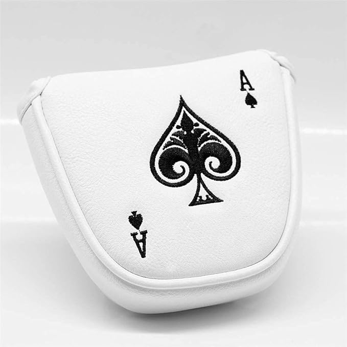 Golf Putter Cover Headcover Magnetic, Poker Ace Style Golf Club Head Cover, 4 Models Available Headcovers for Blade Half-Mallet Square Putters