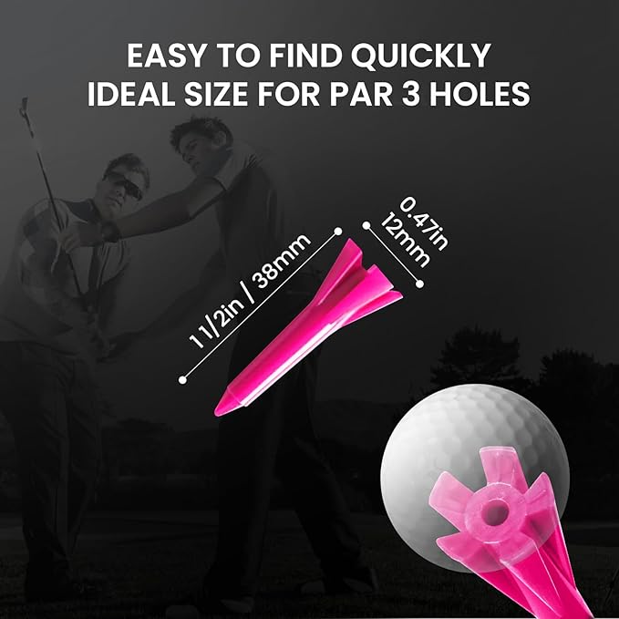 Golf Tees Plastic 1 1/2 inch Value 300 600 Pack, Upgrade More Unbreakable Bulk Stable Reduce Friction Side Spin Tee for Men Women Ladies
