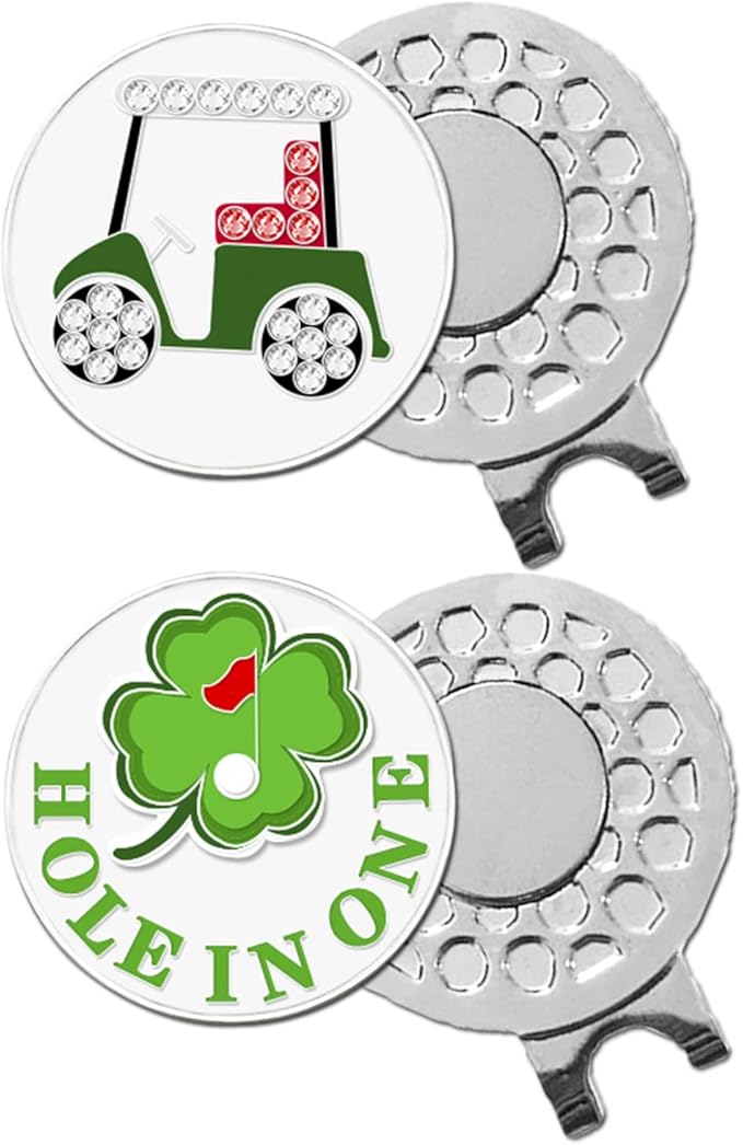 FINGER TEN Golf Ball Marker with Hat Clip Markers Assorted Patterns Value Gift Set Mark Golf Divot Tool Accessories for Men Women Kids