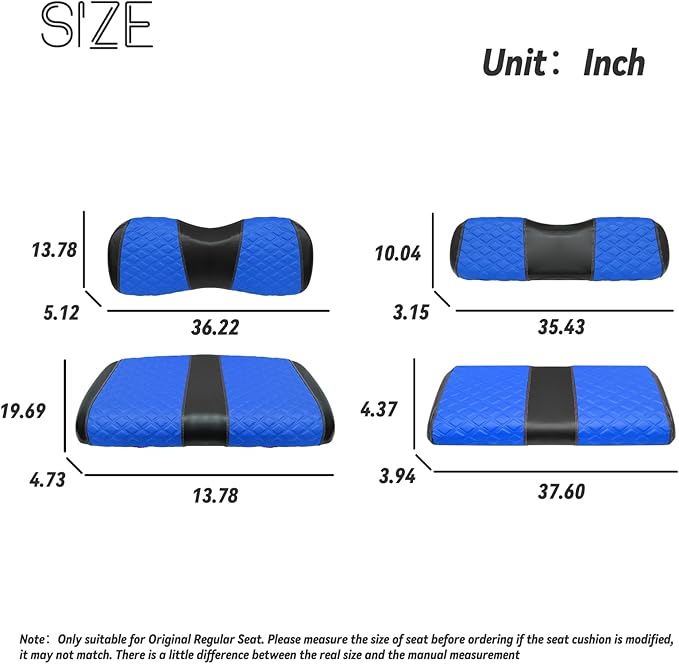 Golf Cart Front and Rear Seat Covers Waterproof and Sun Resistant Marine Grade Vinyl Leather Seat Cover Accessories for Yamaha Drive 2007-2016/Drive 2 2017+,Blue(4PCS)