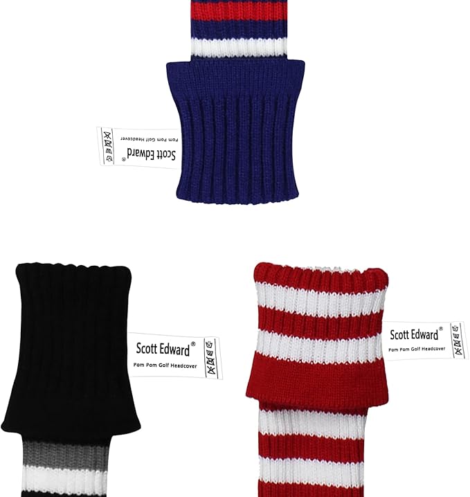Scott Edward Knit Golf Head Covers for Woods Set of 3 Fits Well Driver(460cc) Fairway Wood and Hybrid(UT) The Perfect Change for Golf Bag