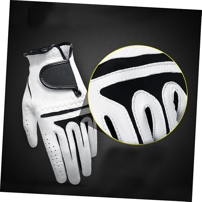 Men's Left Hand Golf Glove Breathable Dual Mesh Synthetic Cabretta Leather Palm Reinforced Grip Weather Resistant for Golf Accessories