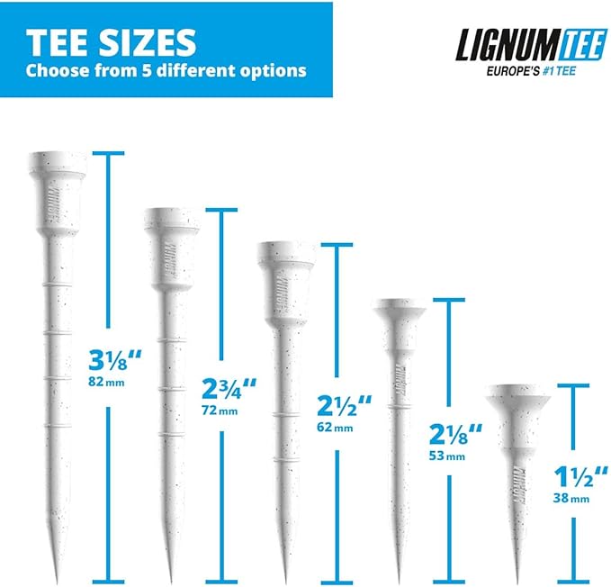 LIGNUM Unbreakable Microwood Golf Tees 50x More Durable/Adjustable Golf Tee/Innovative Wood Fiber and Natural Adhesives/Golf Tee, Golf Tees, Tees Golf, Golf Ball Tees/Pack of 3