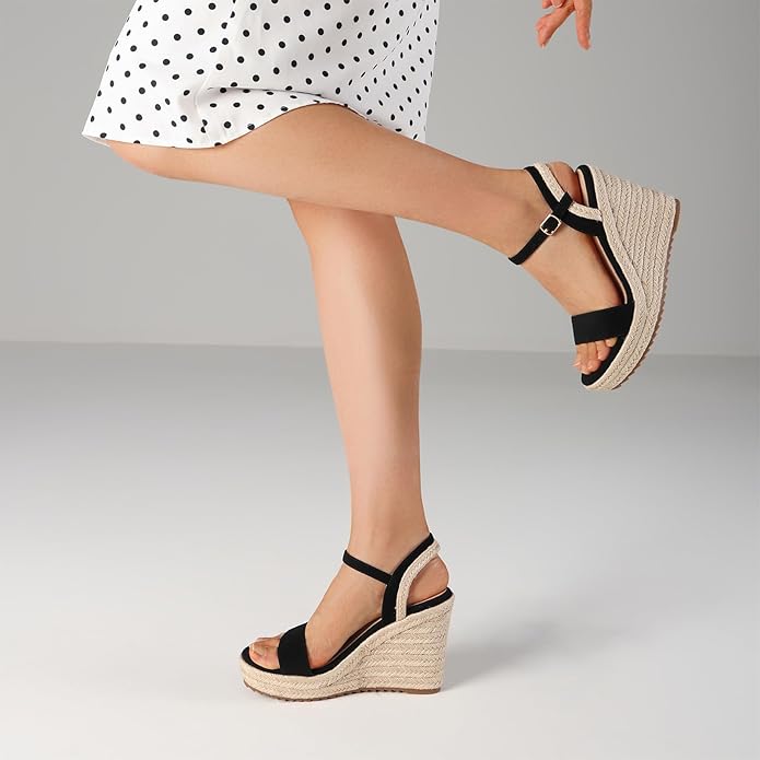 mikarka Women's Espadrille Wedge Sandals: Ankle Strap Platform Open Toe Wedges - Stylish High Heel Dressy Summer Wedges for Women, Inspired by Espadrilles