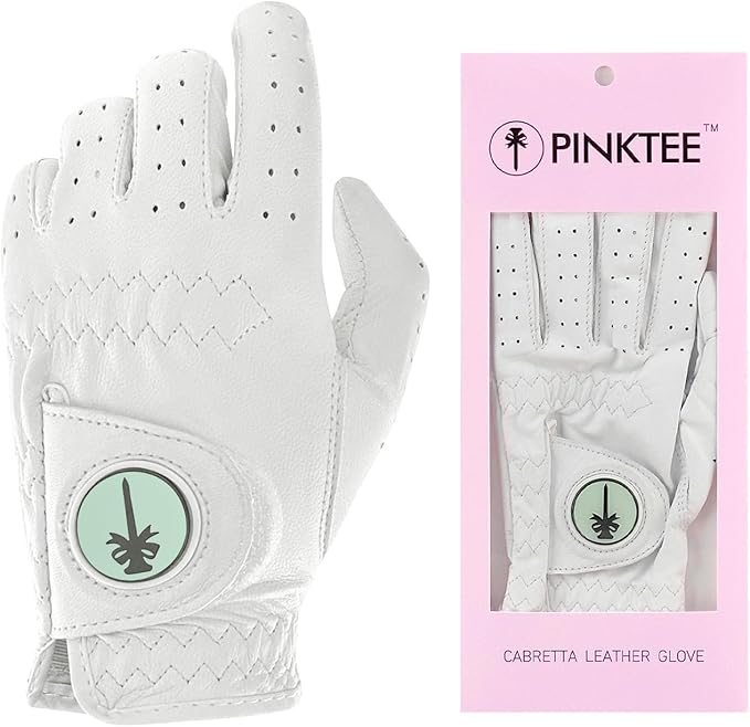 Swig Sip Womens Cabretta Leather Golf Glove Left Hand All-Weather Breathable Design with Ball Marker Ladies Golf Gloves for Training & Golfing