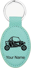 LaserGram Oval Keychain, Off Road Racer, Personalized Engraving Included (Basketball Teal)