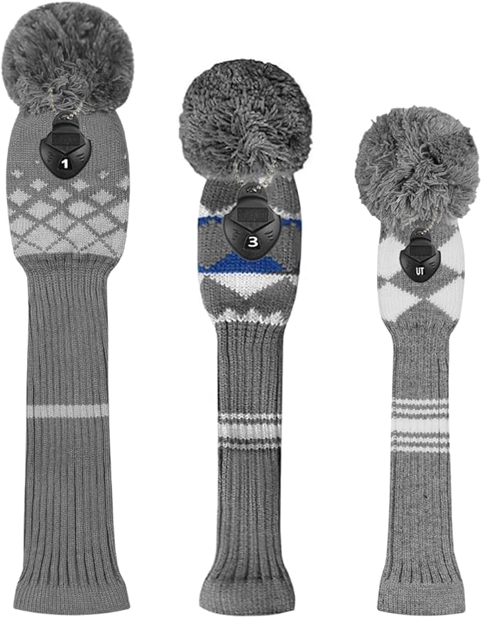 Scott Edward Knit Golf Head Covers for Woods Set of 3 Fits Well Driver(460cc) Fairway Wood and Hybrid(UT) The Perfect Change for Golf Bag