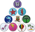 Lot of 10 Golf Ball Markers Assorted Patterns - Soft Enamel Technique