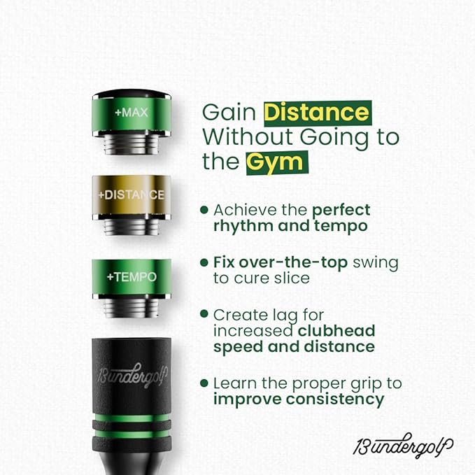 13UnderGolf Golf Swing Trainer Aid for Indoor Practice Speed Training, Improved Rhythm, Grip, Flexibility, Balance, Tempo and Strength