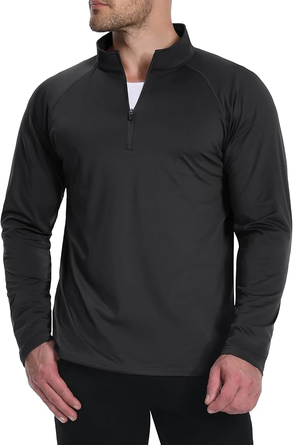 Boladeci Men's Quarter Zip Pullover Premium Fleece Lined Long Sleeve Golf Shirts Warm Hiking Shirts Lightweight Sweatshirts