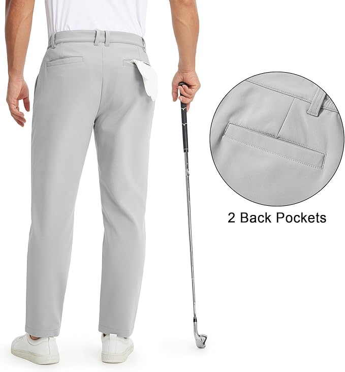 M MAELREG Golf Pants Men Fleece Lined 30"/32"/34" Heat-Tech Dress Pants for Men Water-Resistant Stretch Warm Winter Trousers
