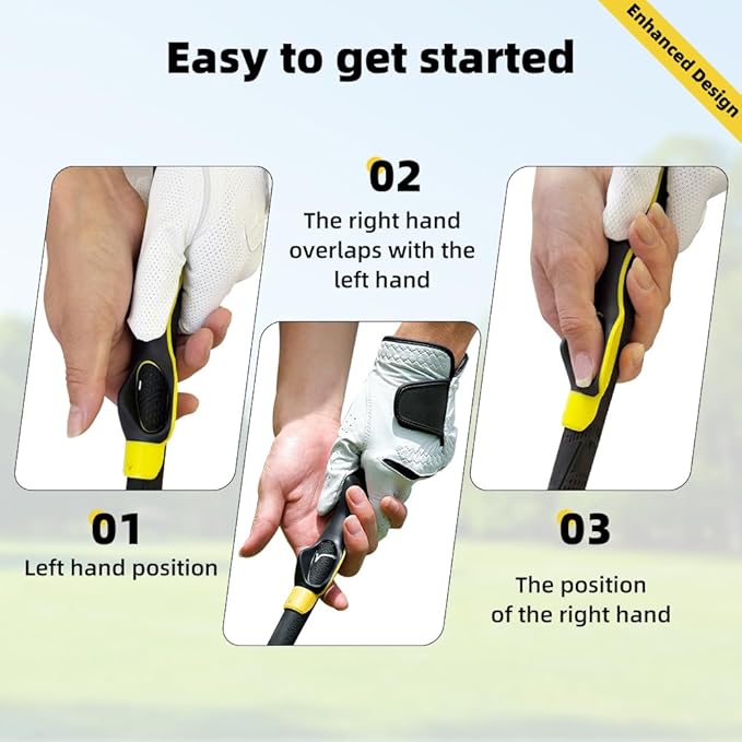 Enaud Golf Grip Trainer - Grip Trainer for Golf Swing Technique Used to Strengthen The Correct Grip Skills,Improve Swing Skills and Precision (Yellow)