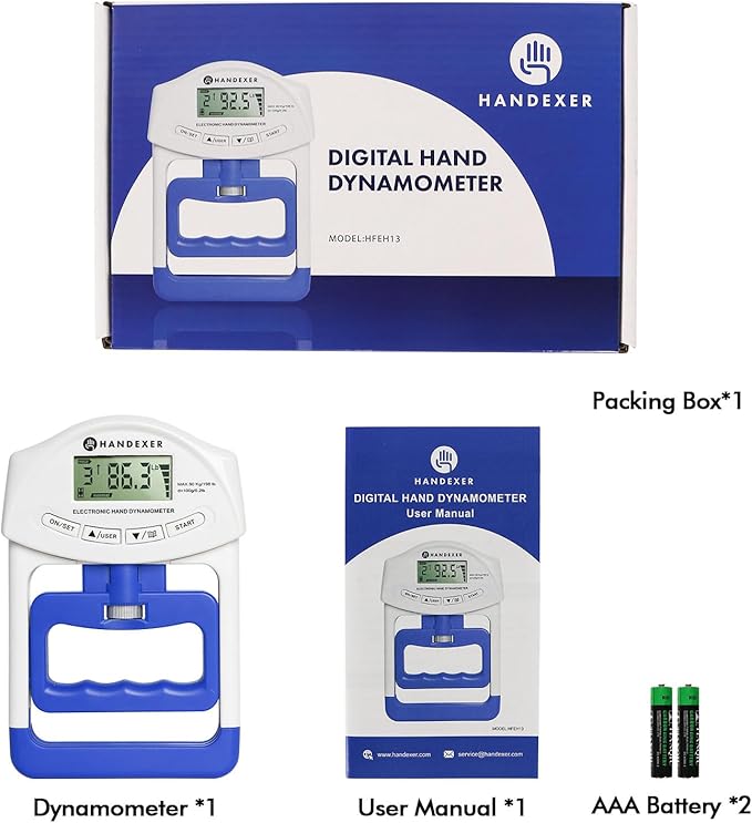 Grip Strength Tester 265lb/120kg, Digital Hand Dynamometer FDA Registered with Backlit LCD for Grip Strength Testing and Training
