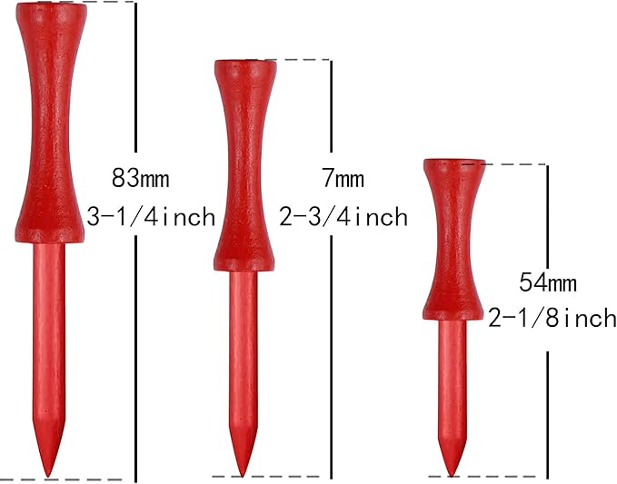 Step Down Golf Tees 2-1/8"or 2-3/4"or 3-1/4" 100 Pack Enduring Wooden Bamboo Golf Castle Tees