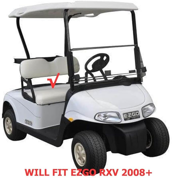 Huskey Parts Company 4PCS Charcoal Gray Golf Cart Front Rear Seat Cover Diamond Stitching for EZGO RXV 2008-UP, Marine Grade Vinyl, Custom Fit, Staple On