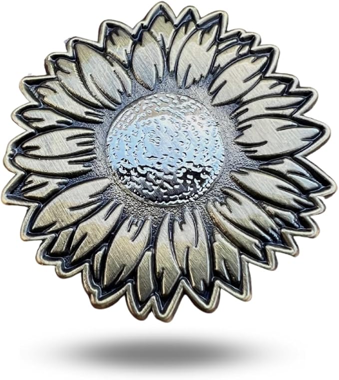 Full Metal Markers Sunflower Unique Magnetic Metal Golf Ball Marker Accessory with Hat Clip for Men and Women