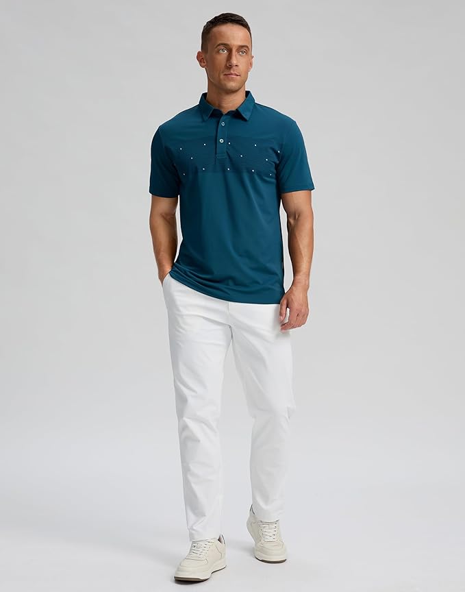 Men's Golf Shirts Dry Fit Moisture Wicking Performance Short Sleeve Collared Polo Shirts for Casual Athletic Business