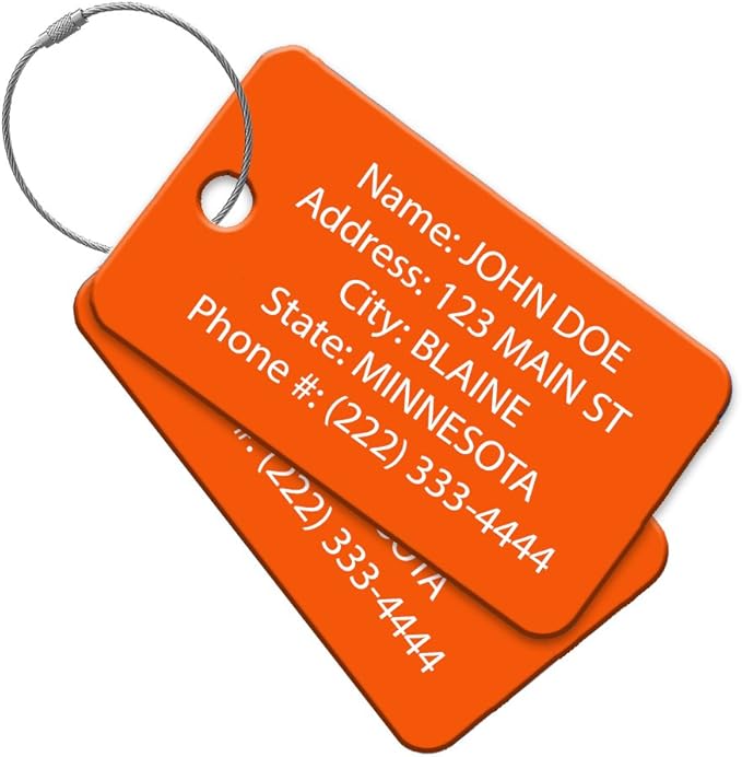 High Visibility Multi Pack Customized Tavel ID Tag - Luggage Tag - Golf Bag ID - Personalized ID Travel Tag - Imprinted Luggage Tag - Luggage, Bikes, Sport Equipment and More. (2)