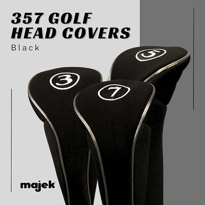 Black Golf Zipper Head Covers 3 5 7 Fairway Woods Headcovers Metal Neoprene Traditional Plain Protective Covers Fits All Fairway Clubs