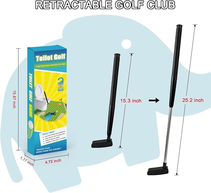 Funny Mini Golf Gag Gifts for Men Golfer, Toilet Golf Bathroom Game for Adults, Unique Birthday Gifts for Dad from Daughter Son, Fun White Elephant Gift Idea for Brother, Husband, Boys, Boyfriend,Him