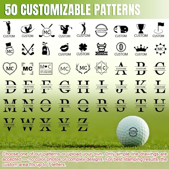 Custom Golf Ball Stamp Personalized Self-Ink Golf Ball Stampers Golf Accessories Monogram Ball Marker Gifts for Golfers Men Dad Boyfriend Husband
