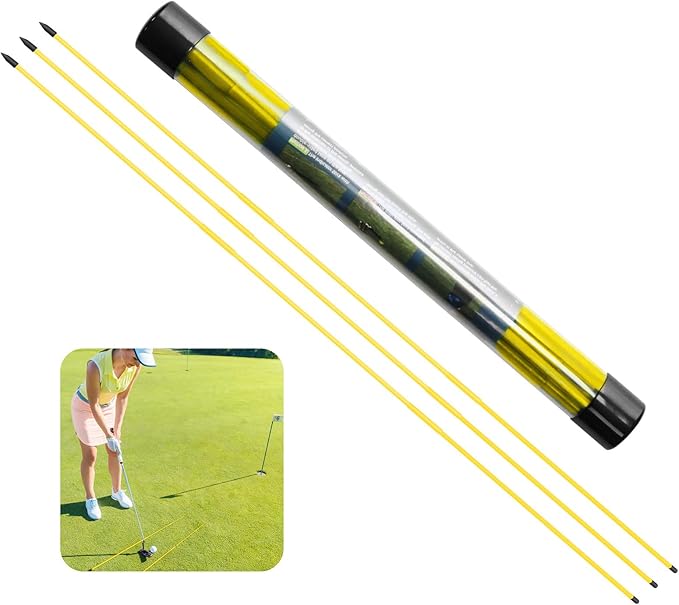 FINGER TEN Golf Alignment Sticks Rods Swing Trainer Tools 48 Inch 2 Or 3 Pack, Fits in Golf Bag Tour Stickers Practice Training Aid