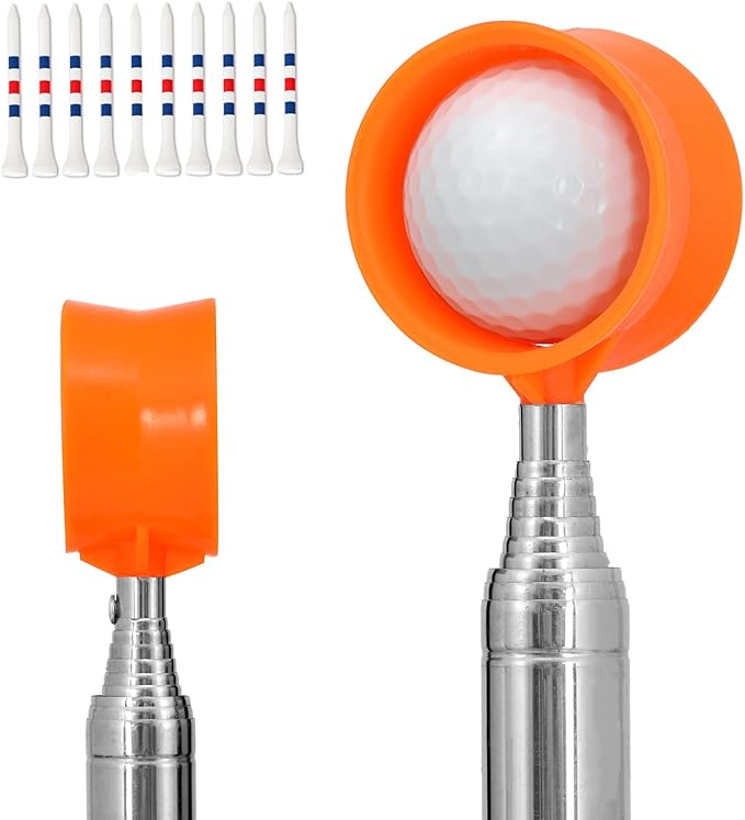 Telescopic Golf Ball Retriever (9/12ft) | Picker Upper Tool | Premium Stainless Steel & Double-Sided Head