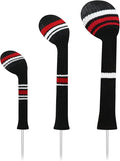 LeFeng 3Pcs Golf Club Covers, Knitted Golf Club Covers for 460cc Driver Fairway Woods and Hybrid