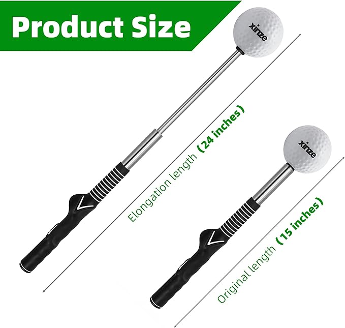 Retractable Golf Swing Trainer and Club Grip Trainer 2-in-1 Bundle,Right Hand Golf Training Aid,Click Stick