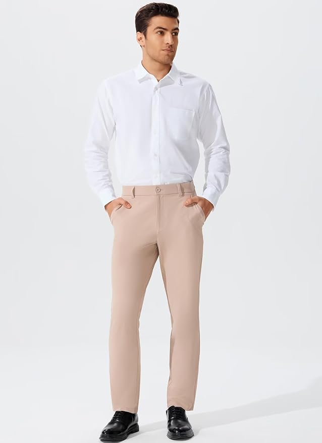 QPNGRP Men's Golf Pants 30"/32"/34" Inseam Lightweight Stretch Work Dress Pants