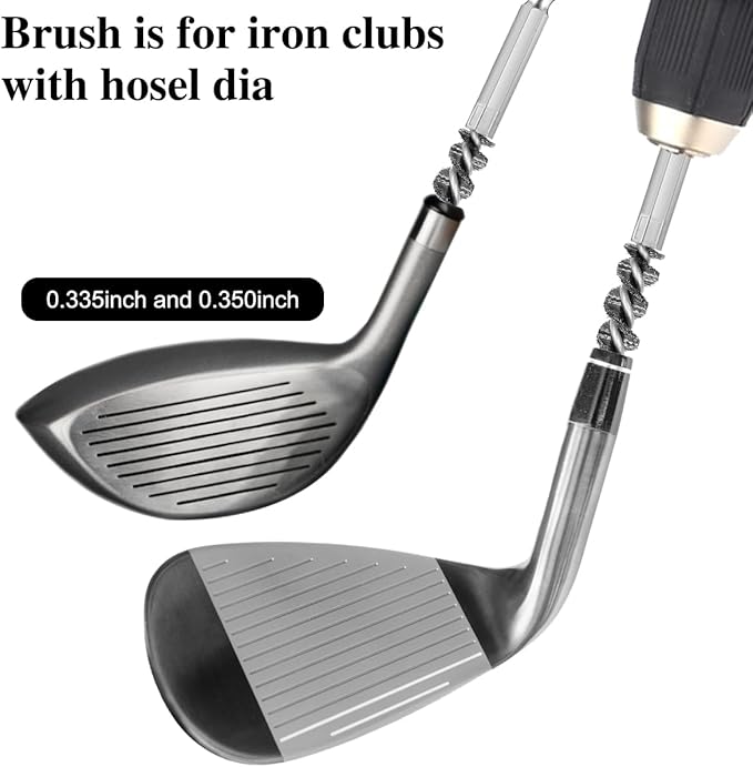 4 Pcs Golf Clubs Head Hosel Brush, Golf Club Brush, Golf Stainless Steel Hosel Wire Brush Electric Drill Cleaning Wire Brush Tool, Hex Shank Handle Electric Drill Wire Brush for Wood and Iron, Sliver