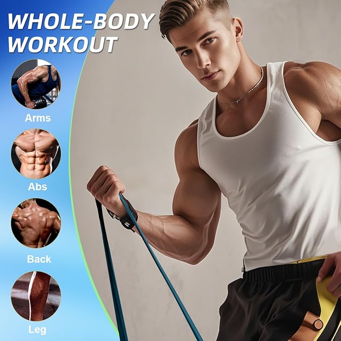 WHATAFIT Resistance Bands,Pull Up Assist Bands Set with Handles, Exercise & Workout Bands with Door Anchor for Men & Women – Home Fitness Equipment for Strength Training, Stretching