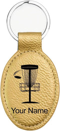 LaserGram Oval Keychain, Disc Golf, Personalized Engraving Included