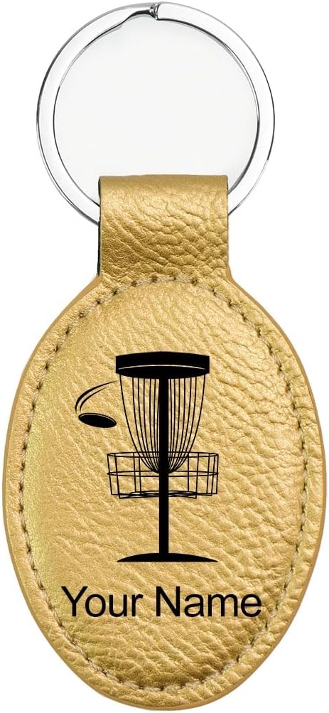 LaserGram Oval Keychain, Disc Golf, Personalized Engraving Included