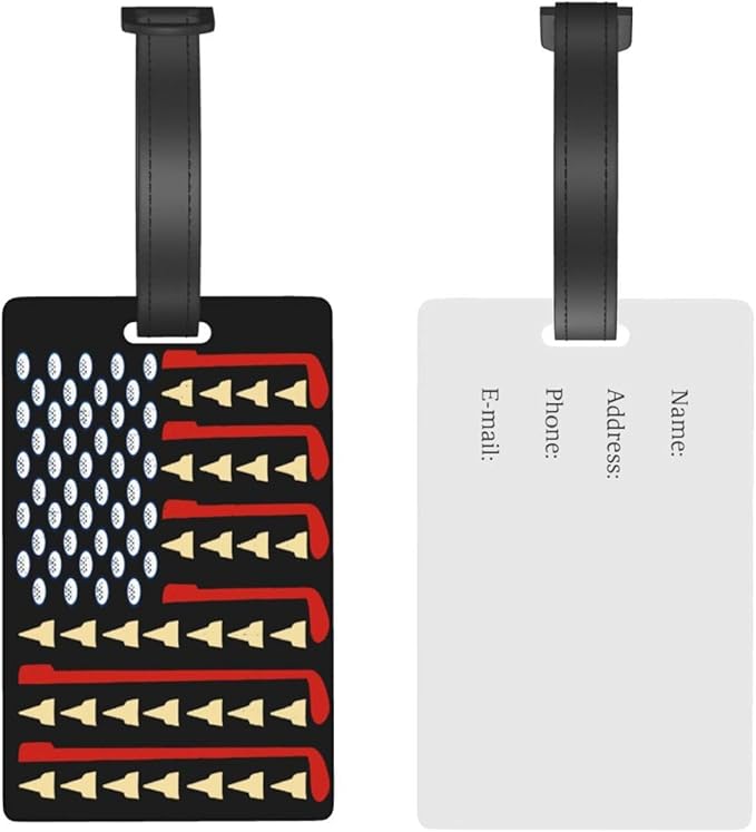 Golf American Flag Luggage Tag Suitcase Identify Labels Personalized Travel Bag Tag 2.5X4.1Inch
