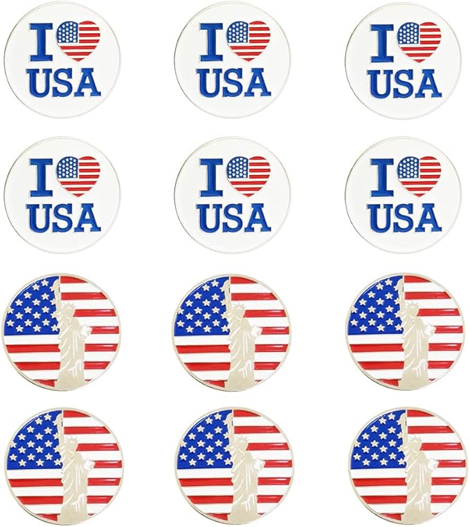 Golf Ball Markers Assorted Patterns Value Pack of 12 Golf Gifts, Golf Cap Clips and Divot Repair Tools Parter Accessories Sets for Men Women Golfer