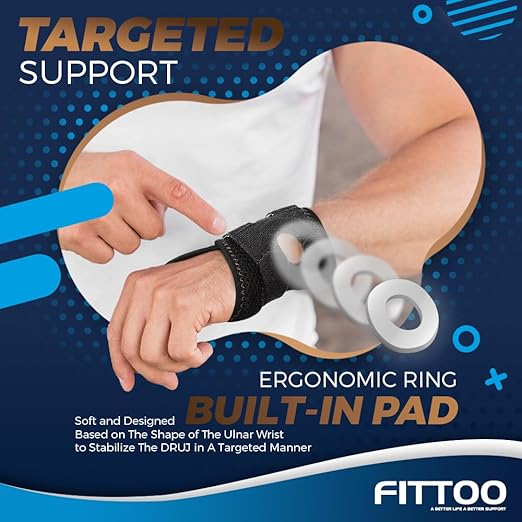 FITTOO Wrist Brace for TFCC Tears, Real Copper Infused TFCC Wrist Brace with Ring Pad for TFCC Tears, Ulnar Sided Wrist Pain, DRUJ Instability, Universal Size for Men & Women Left-L