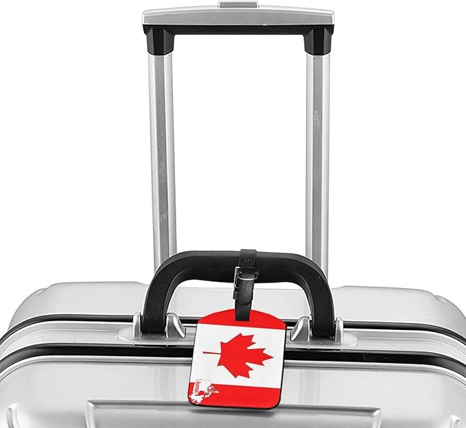 Canada Flag Luggage Tag for Suitcases,Home Country PU Leather Baggage Tags Bag Tags Travel Id Label for Luggage Women Men -1 Piece