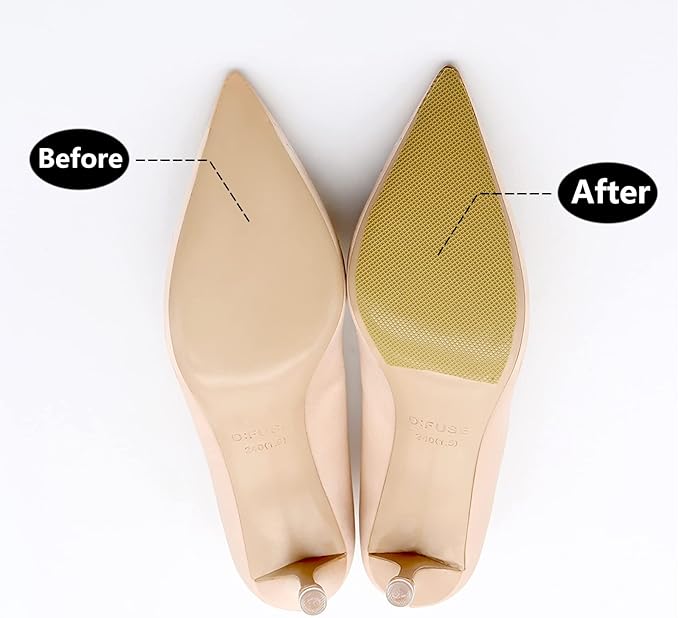 Sole Protector for High Heels, Yellow Shoe Grips on Bottom of Shoes,Shoe Bottom Protectors Anti Slip Shoe Grips Self Adhesive Silicone Non Slip Shoe Pads - 2 Pairs (6.0"×4.0"