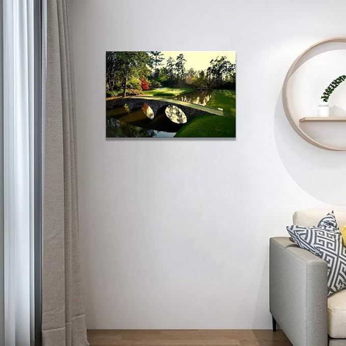 chenchenArt Augusta National Golf Course Wall Art for Living Room Bedroom Bathroom Home Decorations Golf Art Golf Picture Poster Canvas Prints Framed Ready to Hang(24''H x 36''W)