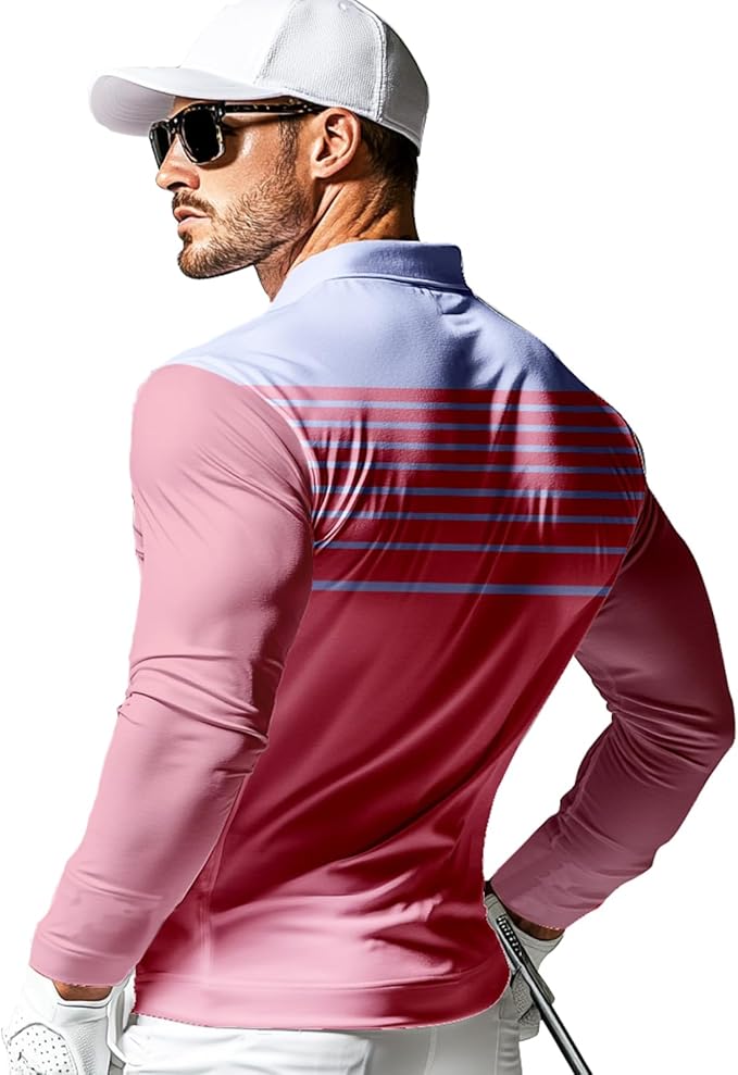 Men's Long Sleeve Golf Shirt Quick Dry 3 Button Work Fishing Outdoor Casual Collar Shirt
