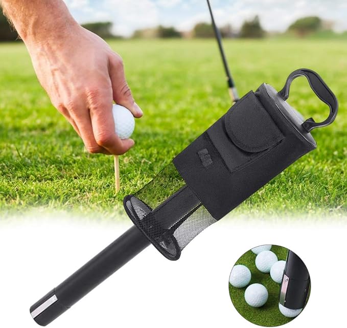 Golf Ball Collector, Golf Ball Shag Bag Holds About 75 Balls Golf Detachable Ball Retrievers Tube with Storage Bag Golf Ball Picker Scooping Device