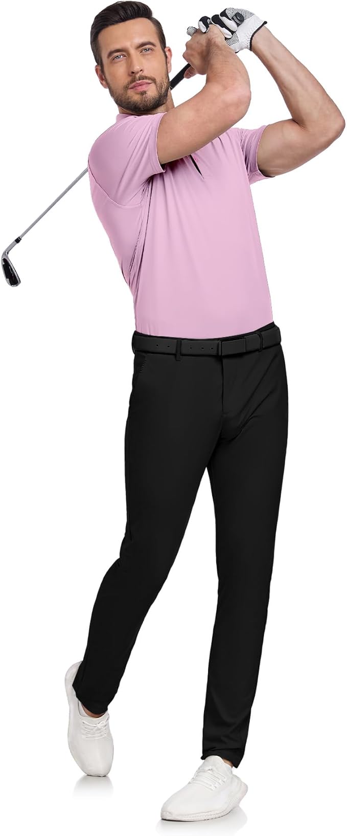 JACKETOWN Mens Polo Shirts Short Sleeve Print Dry Fit Performance Moisture Wicking Casual Collared Golf Shirts