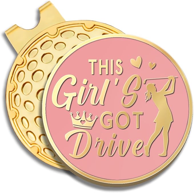 Pink Golfer Ball Marker with Magnetic Hat Clip, Funny Golf Accessories Gifts for Men Women, Novelty Birthday Gifts for Men Women Golfer Fan