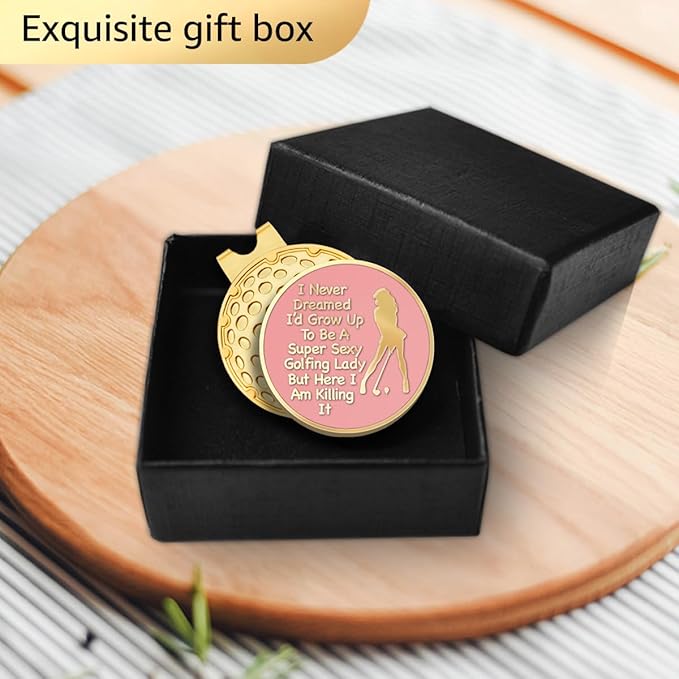 Pink Golfer Ball Marker with Magnetic Hat Clip, Funny Golf Accessories Gifts for Men Women, Novelty Birthday Gifts for Men Women Golfer Fan