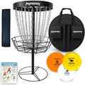 PDGA Approved Disc Golf Starter Set | Regulation Target Basket with Chain Guard, 3 Weighted Discs & 6-Page Training Guide | Quiet Backyard Practice Kit