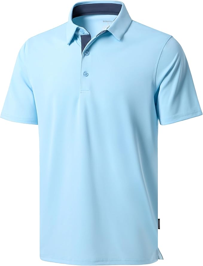 Men's Golf Shirts Dry Fit Moisture Wicking Performance Short Sleeve Collared Polo Shirts for Casual Athletic Business